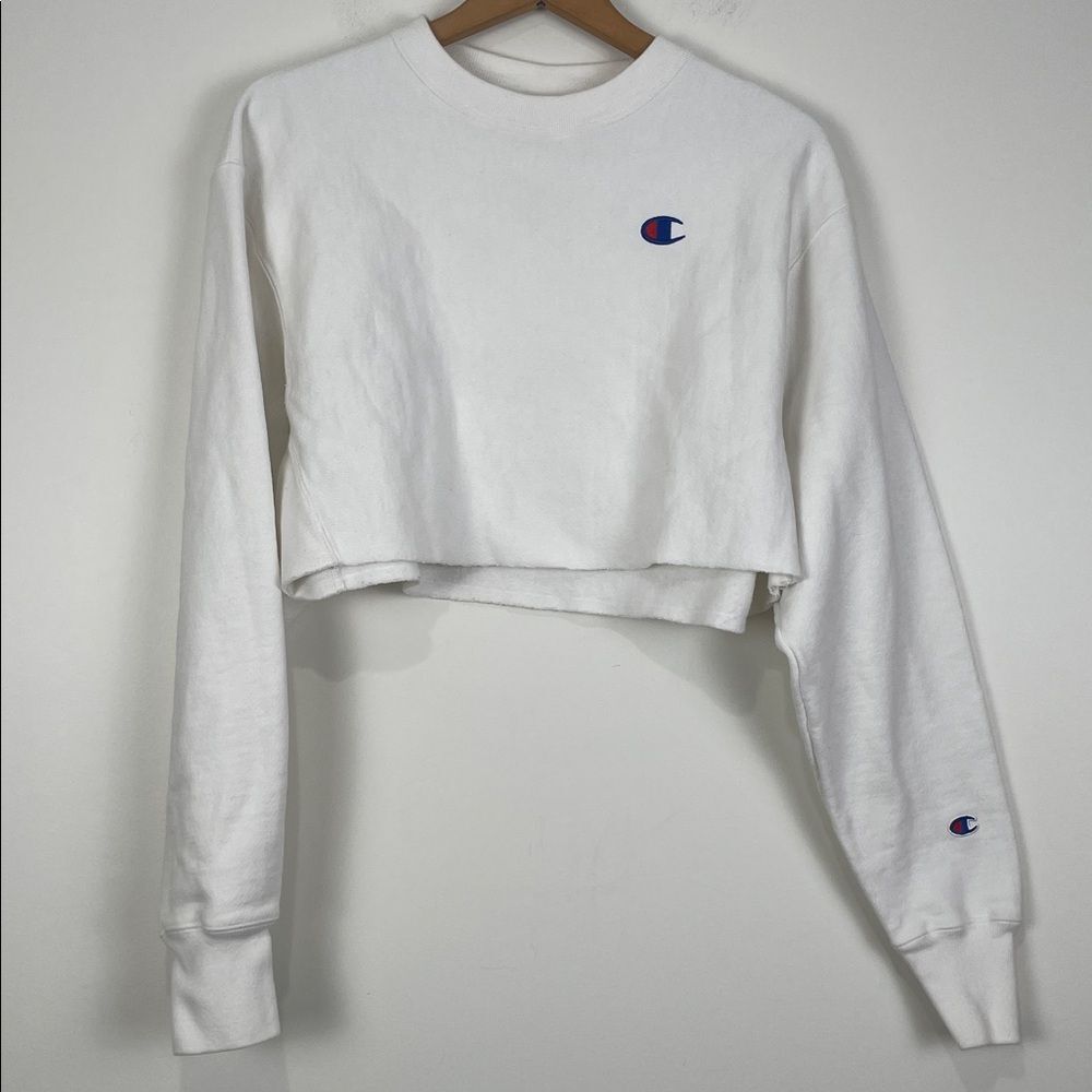 Champion Classic White Cropped Pullover Women’s XS Reversed Weave Sweatshirt